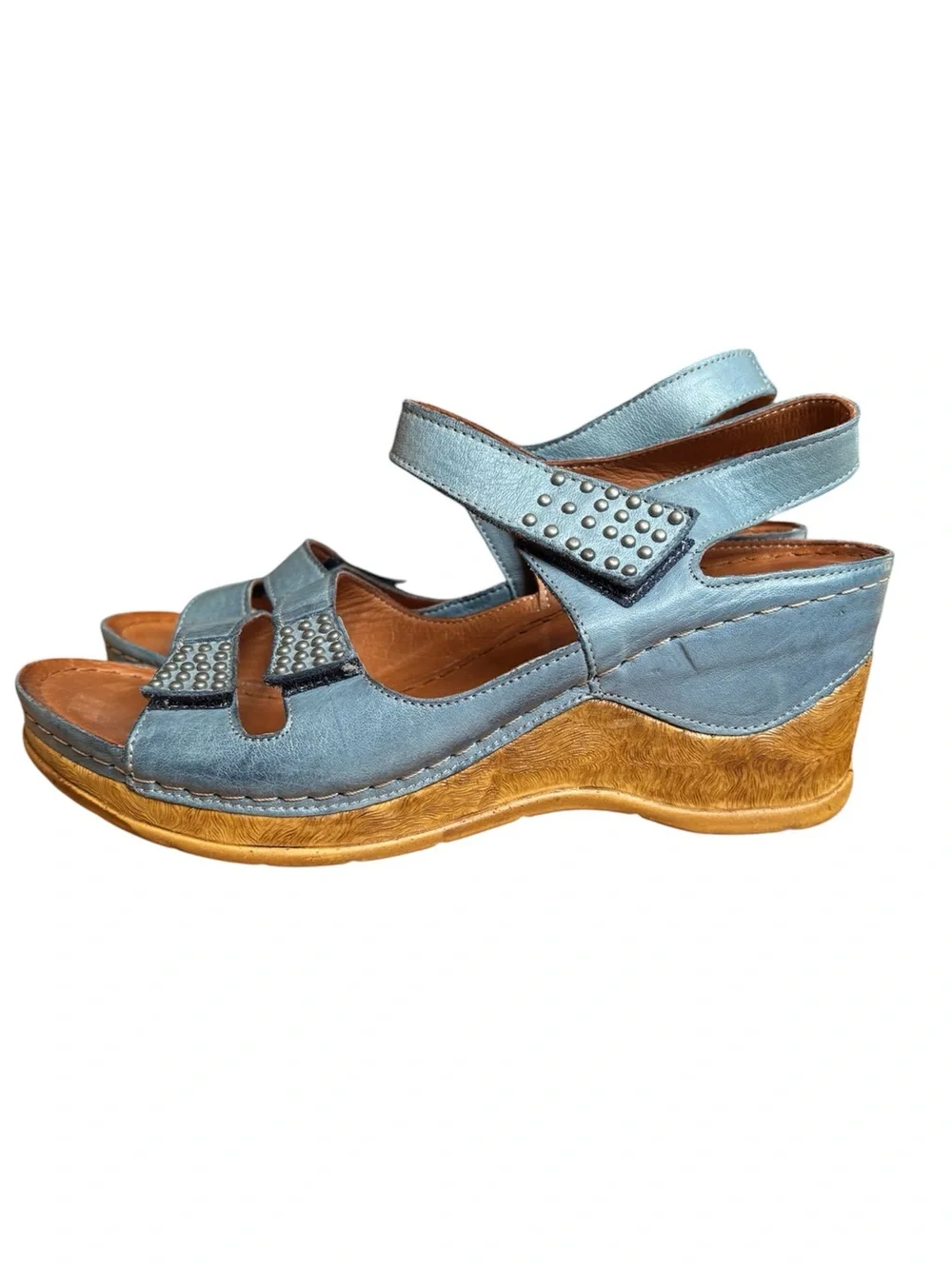 Spring Step Leather Wedge Sandals Sz 38